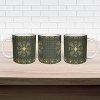 Hawaii Ohia Lehua Squares Ceramic Mug Hawaiian Quilt Inspired Floral Pattern