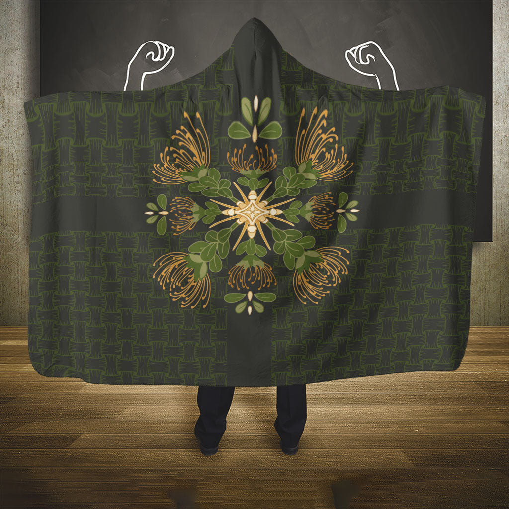 Hawaii Ohia Lehua Squares Hooded Blanket Hawaiian Quilt Inspired Floral Pattern