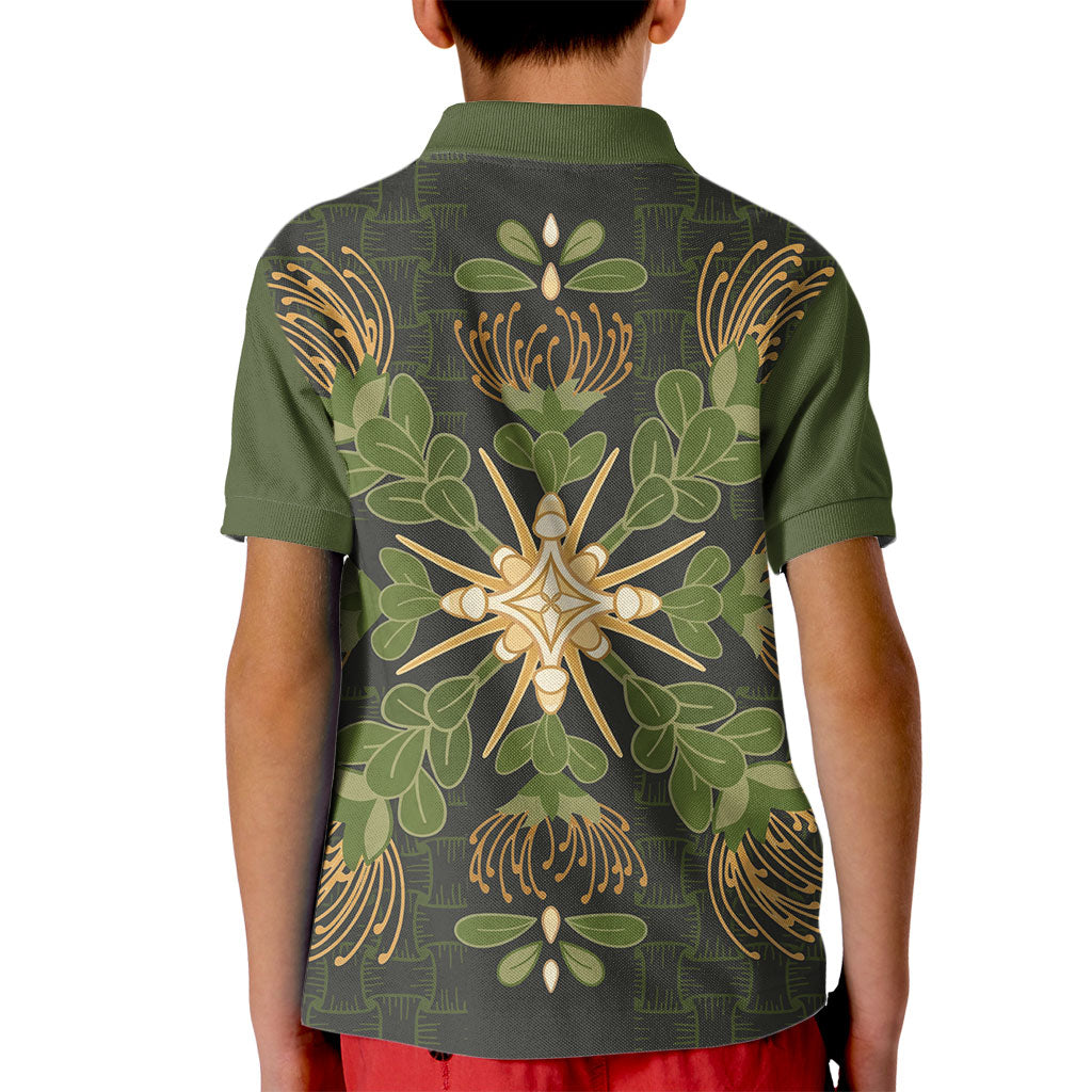 Hawaii Ohia Lehua Squares Kid Polo Shirt Hawaiian Quilt Inspired Floral Pattern