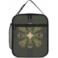 Hawaii Ohia Lehua Squares Lunch Bag Hawaiian Quilt Inspired Floral Pattern LT9 10.2 × 8.3 × 4.3 inch Green - Polynesian Pride