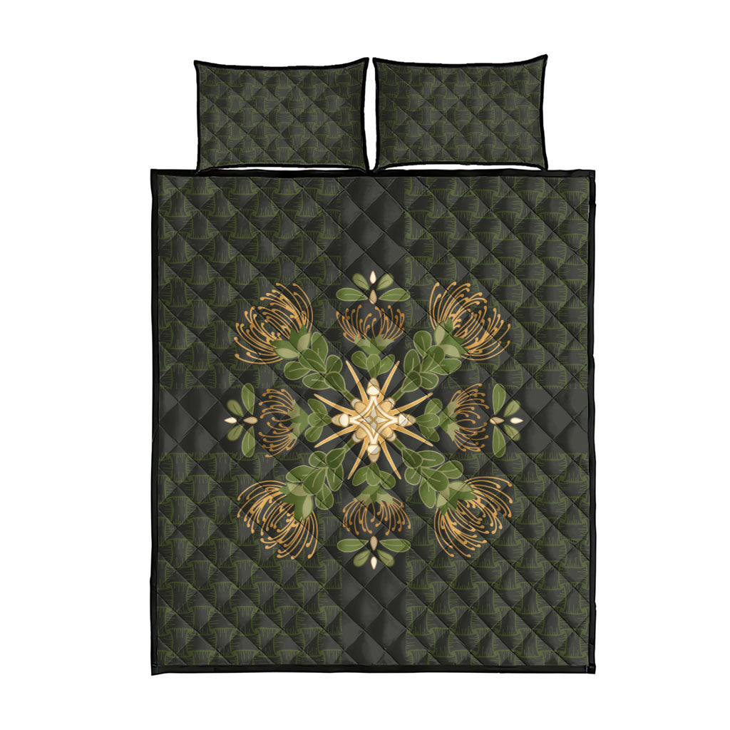 Hawaii Ohia Lehua Squares Quilt Bed Set Hawaiian Quilt Inspired Floral Pattern