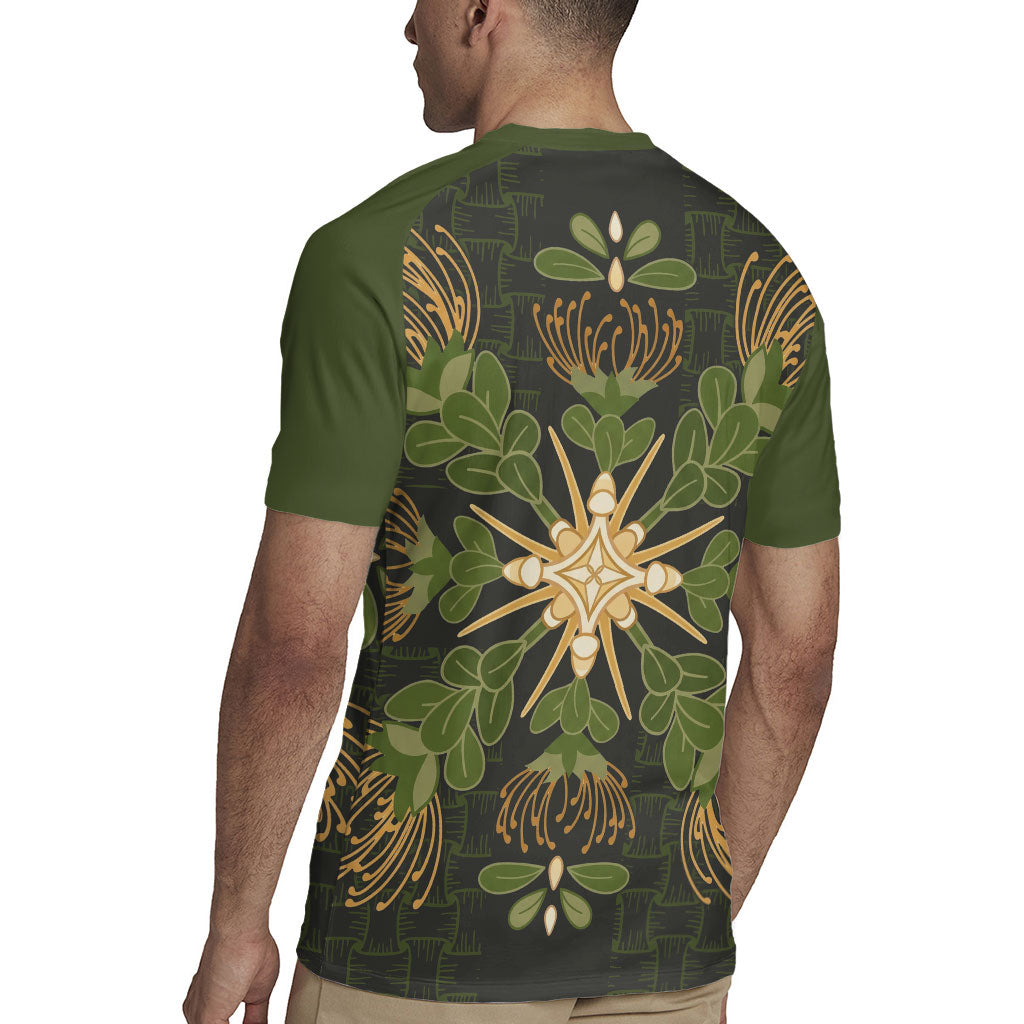 Hawaii Ohia Lehua Squares Rugby Jersey Hawaiian Quilt Inspired Floral Pattern