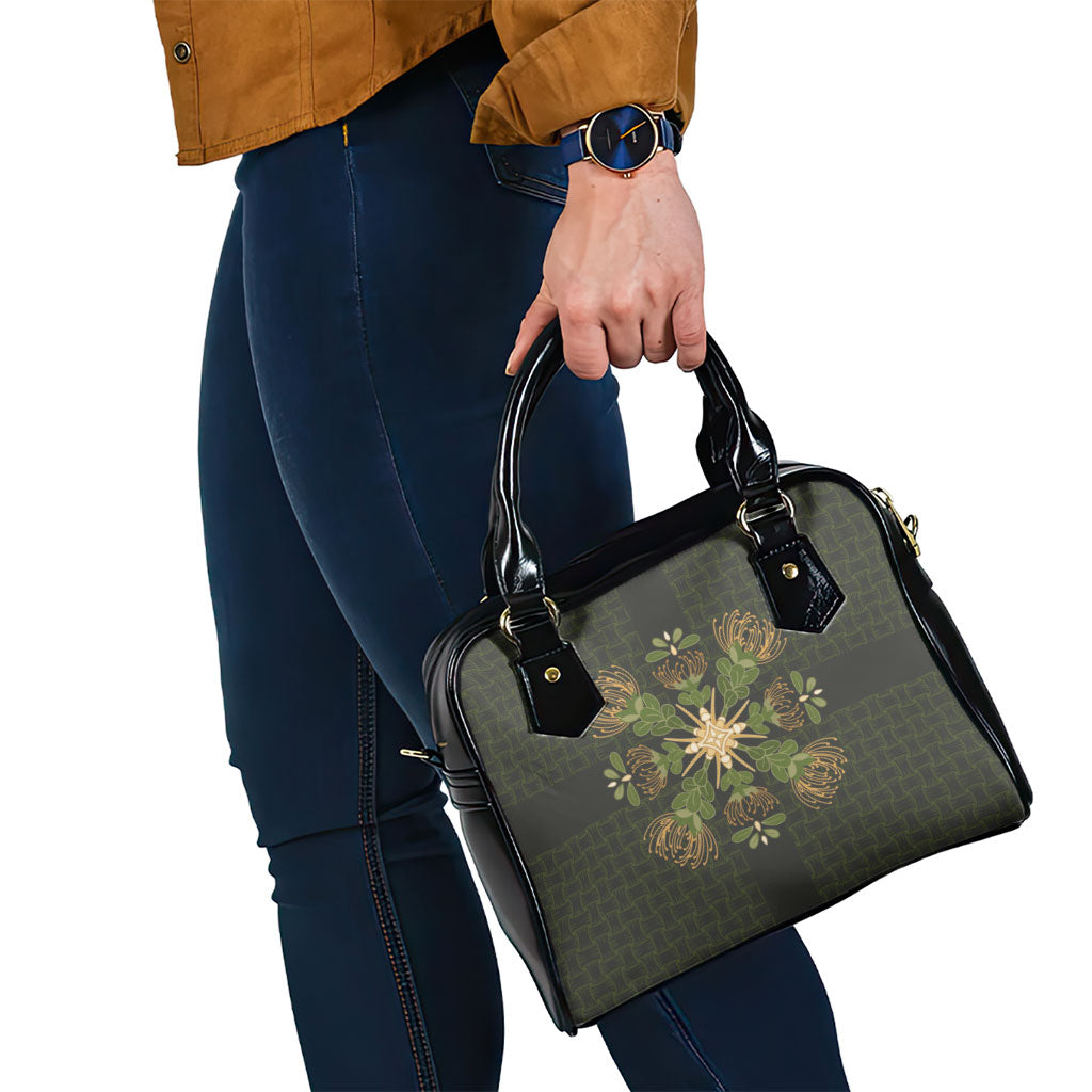 Hawaii Ohia Lehua Squares Shoulder Handbag Hawaiian Quilt Inspired Floral Pattern