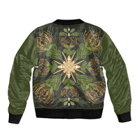 Hawaii Ohia Lehua Squares Sleeve Zip Bomber Jacket Hawaiian Quilt Inspired Floral Pattern LT9 - Polynesian Pride