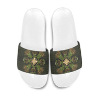 Hawaii Ohia Lehua Squares Slide Sandals Hawaiian Quilt Inspired Floral Pattern LT9 Green - Polynesian Pride
