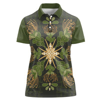 Hawaii Ohia Lehua Squares Women Polo Shirt Hawaiian Quilt Inspired Floral Pattern LT9 Female Green - Polynesian Pride