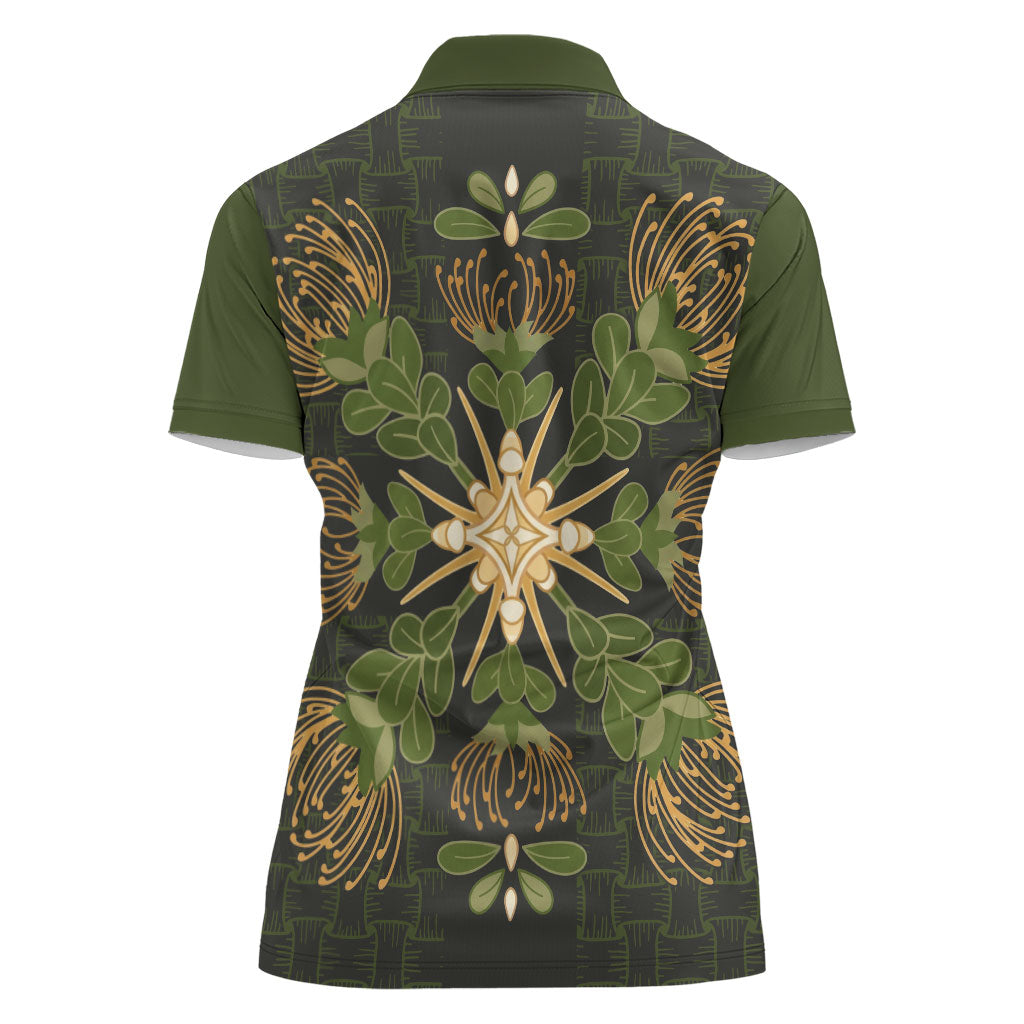 Hawaii Ohia Lehua Squares Women Polo Shirt Hawaiian Quilt Inspired Floral Pattern LT9 - Polynesian Pride
