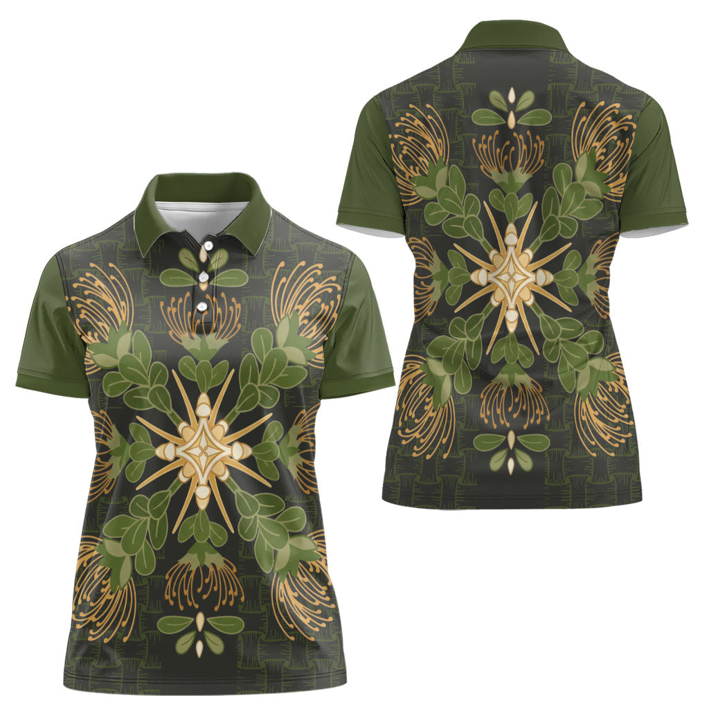 Hawaii Ohia Lehua Squares Women Polo Shirt Hawaiian Quilt Inspired Floral Pattern LT9 - Polynesian Pride