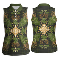 Hawaii Ohia Lehua Squares Women Sleeveless Polo Shirt Hawaiian Quilt Inspired Floral Pattern LT9 - Polynesian Pride