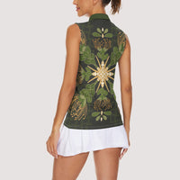 Hawaii Ohia Lehua Squares Women Sleeveless Polo Shirt Hawaiian Quilt Inspired Floral Pattern LT9 - Polynesian Pride