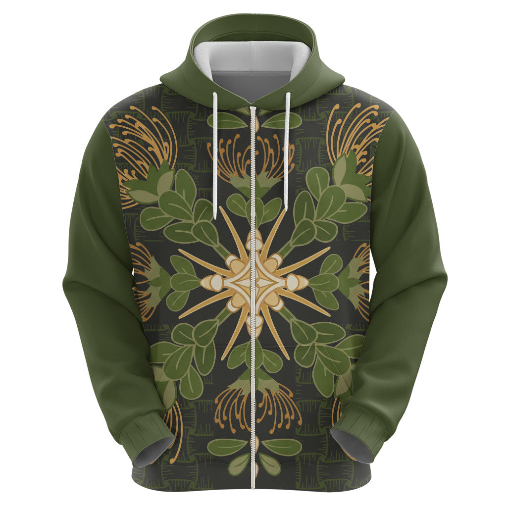 Hawaii Ohia Lehua Squares Zip Hoodie Hawaiian Quilt Inspired Floral Pattern