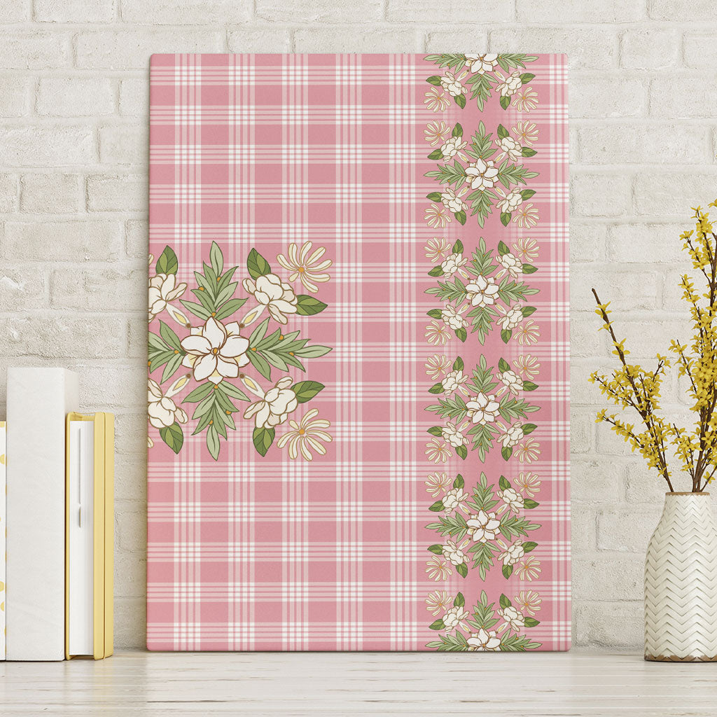 Akala Hamele Hawai'i Palaka Squares Maile Leaf Canvas Wall Art Flowers Hawaiian Quilt Patterns LT9 Without Frame Dusty Rose - Polynesian Pride