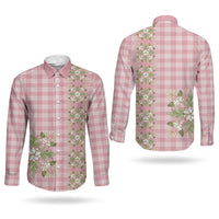 Akala Hamele Hawai'i Palaka Squares Maile Leaf Couples Matching Off The Shoulder Long Sleeve Dress and Long Sleeve Button Shirt Flowers Hawaiian Quilt Patterns