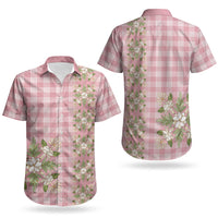 Akala Hamele Hawai'i Palaka Squares Maile Leaf Couples Matching Summer Maxi Dress and Hawaiian Shirt Flowers Hawaiian Quilt Patterns