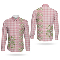 Akala Hamele Hawai'i Palaka Squares Maile Leaf Couples Matching Summer Maxi Dress and Long Sleeve Button Shirt Flowers Hawaiian Quilt Patterns