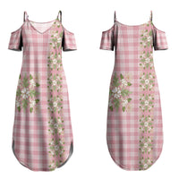 Akala Hamele Hawai'i Palaka Squares Maile Leaf Couples Matching Summer Maxi Dress and Long Sleeve Button Shirt Flowers Hawaiian Quilt Patterns
