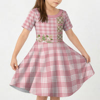 Akala Hamele Hawai'i Palaka Squares Maile Leaf Kid Short Sleeve Dress Flowers Hawaiian Quilt Patterns