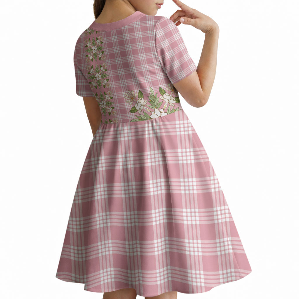 Akala Hamele Hawai'i Palaka Squares Maile Leaf Kid Short Sleeve Dress Flowers Hawaiian Quilt Patterns
