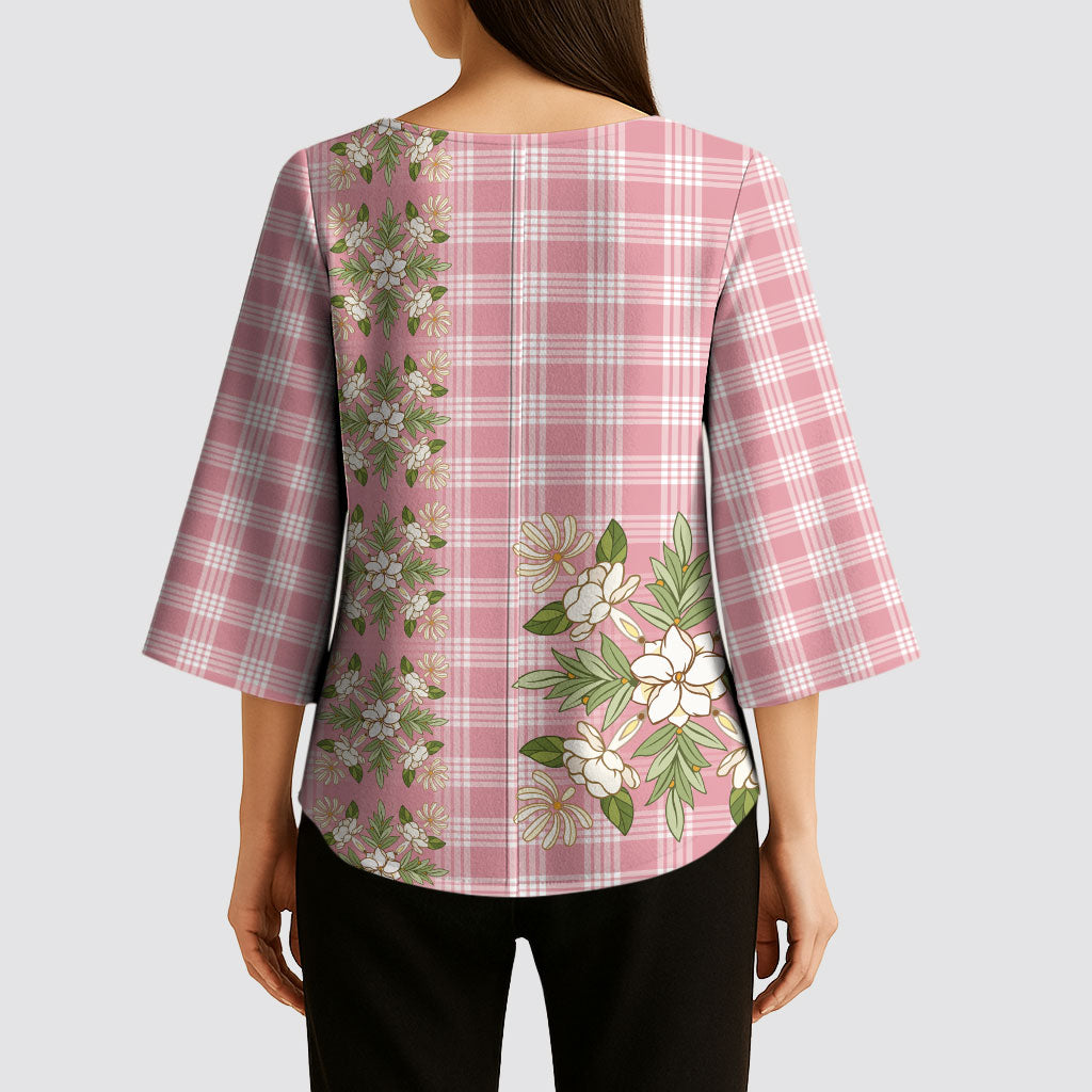 Akala Hamele Hawai'i Palaka Squares Maile Leaf Kimono Sleeve Blouse Flowers Hawaiian Quilt Patterns