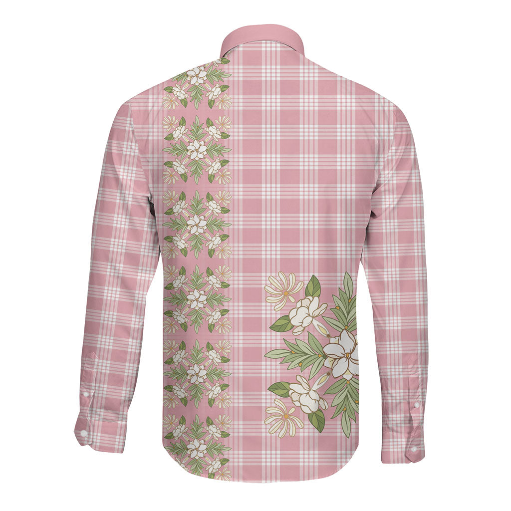 Akala Hamele Hawai'i Palaka Squares Maile Leaf Long Sleeve Button Shirt Flowers Hawaiian Quilt Patterns
