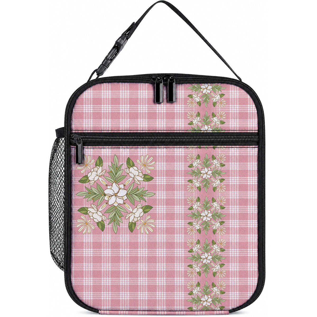 Akala Hamele Hawai'i Palaka Squares Maile Leaf Lunch Bag Flowers Hawaiian Quilt Patterns LT9 10.2 × 8.3 × 4.3 inch Dusty Rose - Polynesian Pride