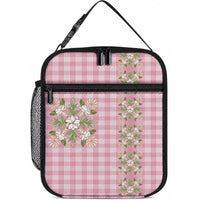 Akala Hamele Hawai'i Palaka Squares Maile Leaf Lunch Bag Flowers Hawaiian Quilt Patterns LT9 10.2 × 8.3 × 4.3 inch Dusty Rose - Polynesian Pride