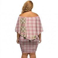 Akala Hamele Hawai'i Palaka Squares Maile Leaf Off Shoulder Short Dress Flowers Hawaiian Quilt Patterns