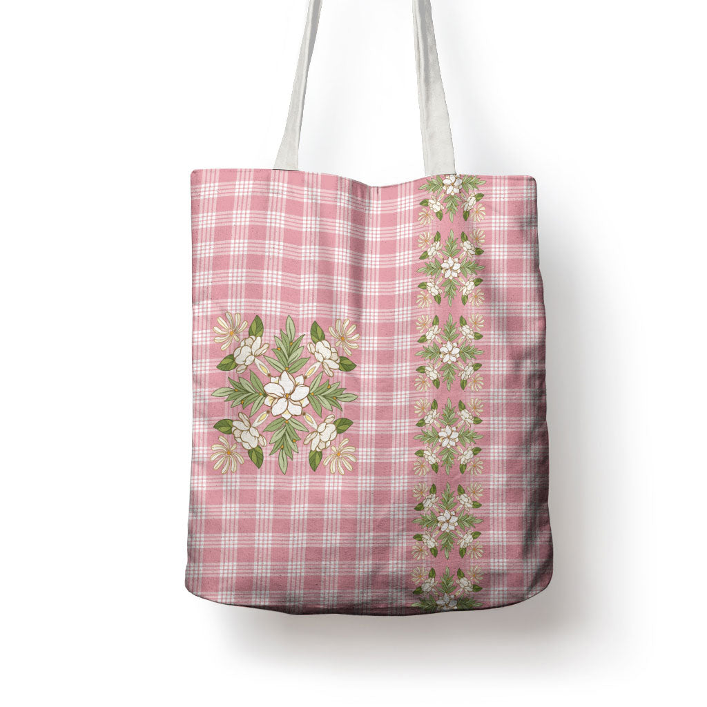 Akala Hamele Hawai'i Palaka Squares Maile Leaf Tote Bag Flowers Hawaiian Quilt Patterns