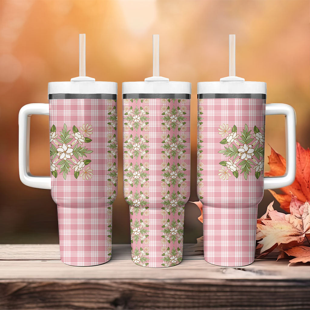 Akala Hamele Hawai'i Palaka Squares Maile Leaf Tumbler With Handle Flowers Hawaiian Quilt Patterns