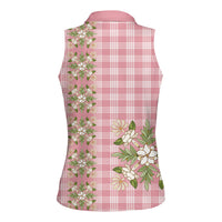 Akala Hamele Hawai'i Palaka Squares Maile Leaf Women Sleeveless Polo Shirt Flowers Hawaiian Quilt Patterns