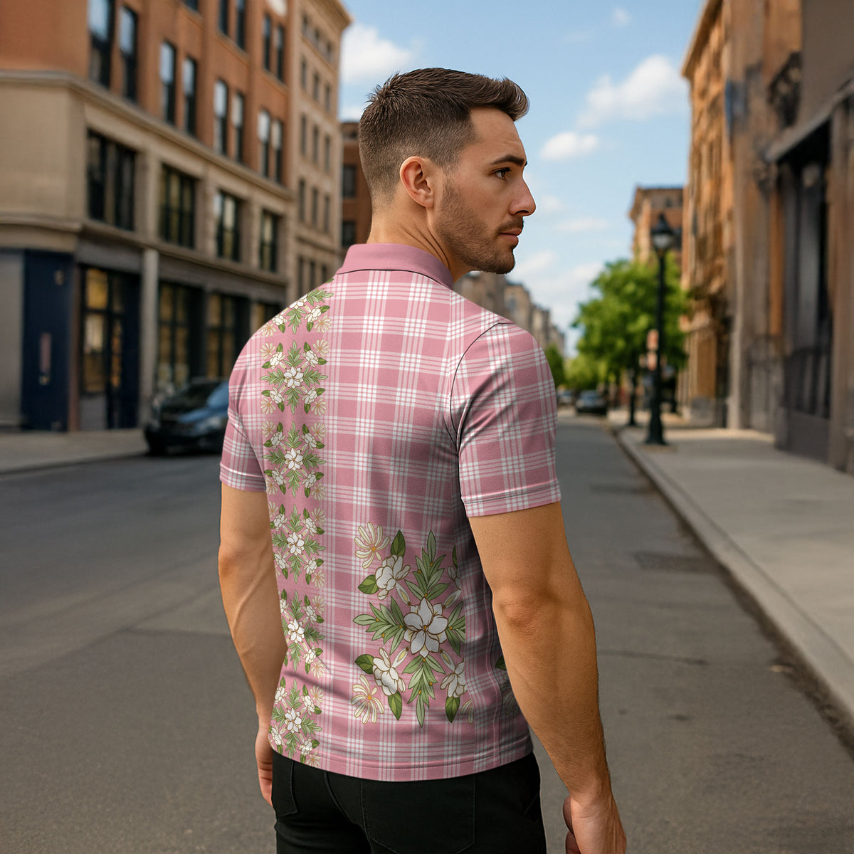 Akala Hamele Hawai'i Palaka Squares Maile Leaf Zipper Polo Shirt Flowers Hawaiian Quilt Patterns