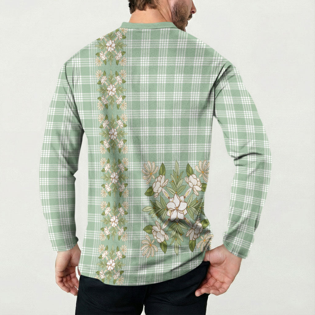 Liko Kukui Hawai'i Palaka Squares Maile Leaf Button Sweatshirt Flowers Hawaiian Quilt Patterns
