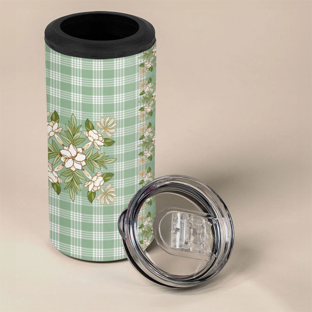 Liko Kukui Hawai'i Palaka Squares Maile Leaf 4 in 1 Can Cooler Tumbler Flowers Hawaiian Quilt Patterns
