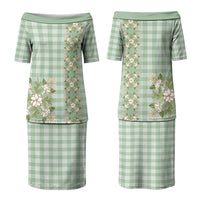 Liko Kukui Hawai'i Palaka Squares Maile Leaf Couples Matching Puletasi and Long Sleeve Button Shirt Flowers Hawaiian Quilt Patterns