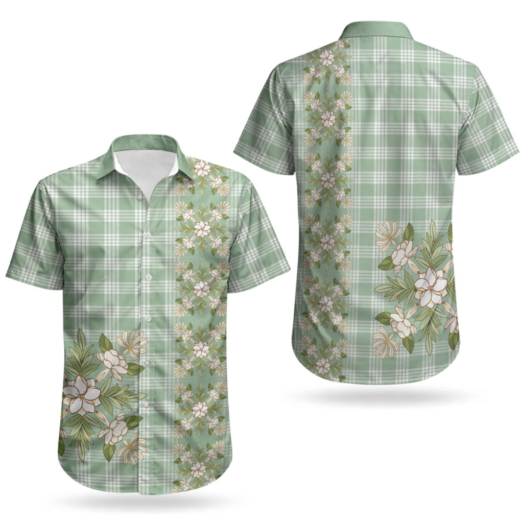 Liko Kukui Hawai'i Palaka Squares Maile Leaf Couples Matching Short Sleeve Bodycon Dress and Hawaiian Shirt Flowers Hawaiian Quilt Patterns