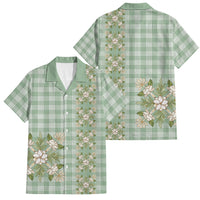 Liko Kukui Hawai'i Palaka Squares Maile Leaf Family Matching Off Shoulder Maxi Dress and Hawaiian Shirt Flowers Hawaiian Quilt Patterns