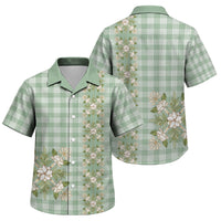 Liko Kukui Hawai'i Palaka Squares Maile Leaf Family Matching Puletasi and Hawaiian Shirt Flowers Hawaiian Quilt Patterns