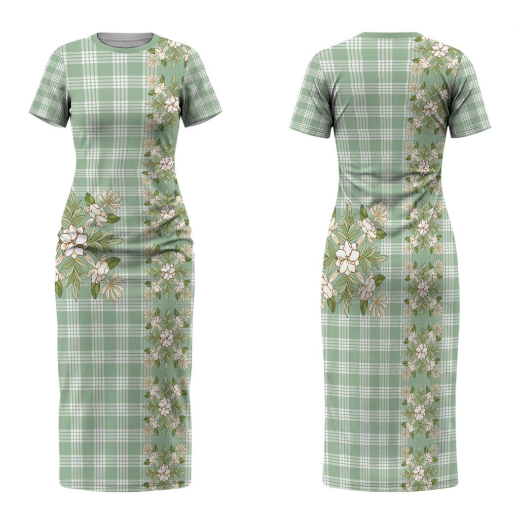 Liko Kukui Hawai'i Palaka Squares Maile Leaf Family Matching Short Sleeve Bodycon Dress and Hawaiian Shirt Flowers Hawaiian Quilt Patterns