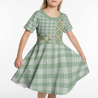 Liko Kukui Hawai'i Palaka Squares Maile Leaf Kid Short Sleeve Dress Flowers Hawaiian Quilt Patterns
