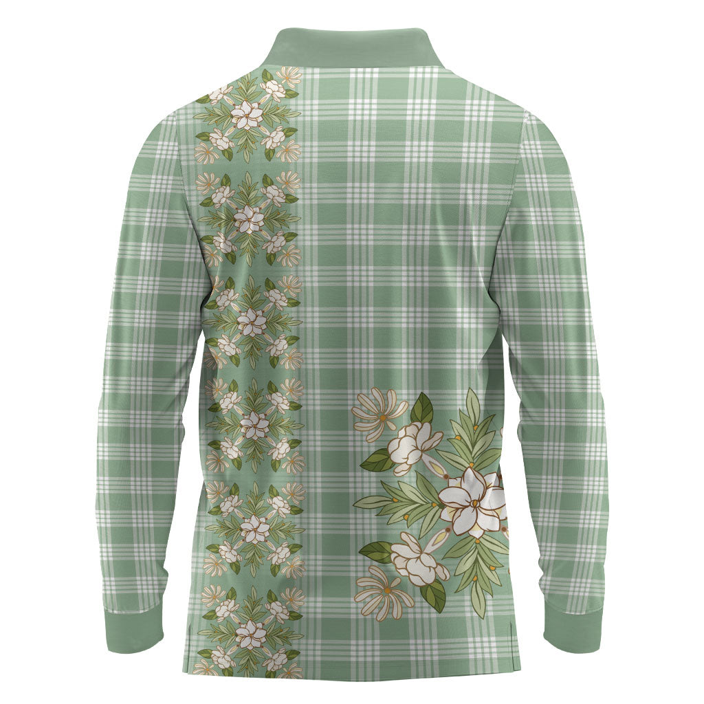 Liko Kukui Hawai'i Palaka Squares Maile Leaf Long Sleeve Polo Shirt Flowers Hawaiian Quilt Patterns