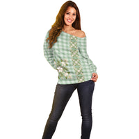 Liko Kukui Hawai'i Palaka Squares Maile Leaf Off Shoulder Sweater Flowers Hawaiian Quilt Patterns
