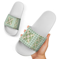 Liko Kukui Hawai'i Palaka Squares Maile Leaf Slide Sandals Flowers Hawaiian Quilt Patterns
