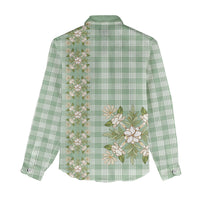 Liko Kukui Hawai'i Palaka Squares Maile Leaf Women Casual Shirt Flowers Hawaiian Quilt Patterns
