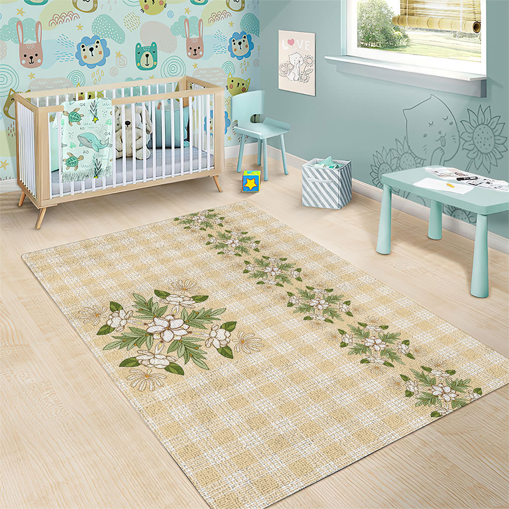 Melemele Ahiahia Hawai'i Palaka Squares Maile Leaf Area Rug Flowers Hawaiian Quilt Patterns