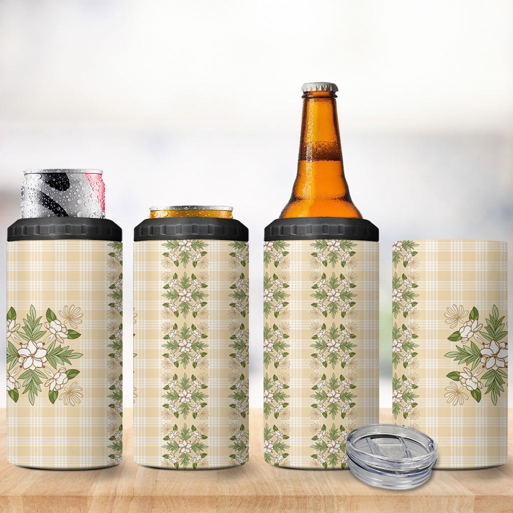 Melemele Ahiahia Hawai'i Palaka Squares Maile Leaf 4 in 1 Can Cooler Tumbler Flowers Hawaiian Quilt Patterns