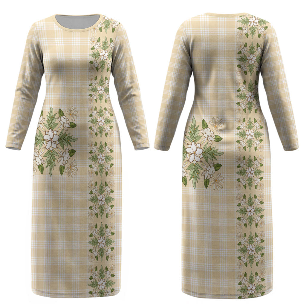 Melemele Ahiahia Hawai'i Palaka Squares Maile Leaf Couples Matching Long Sleeve Bodycon Dress and Long Sleeve Button Shirt Flowers Hawaiian Quilt Patterns