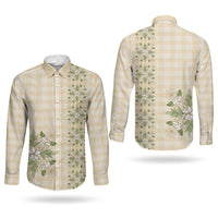 Melemele Ahiahia Hawai'i Palaka Squares Maile Leaf Couples Matching Off Shoulder Short Dress and Long Sleeve Button Shirt Flowers Hawaiian Quilt Patterns