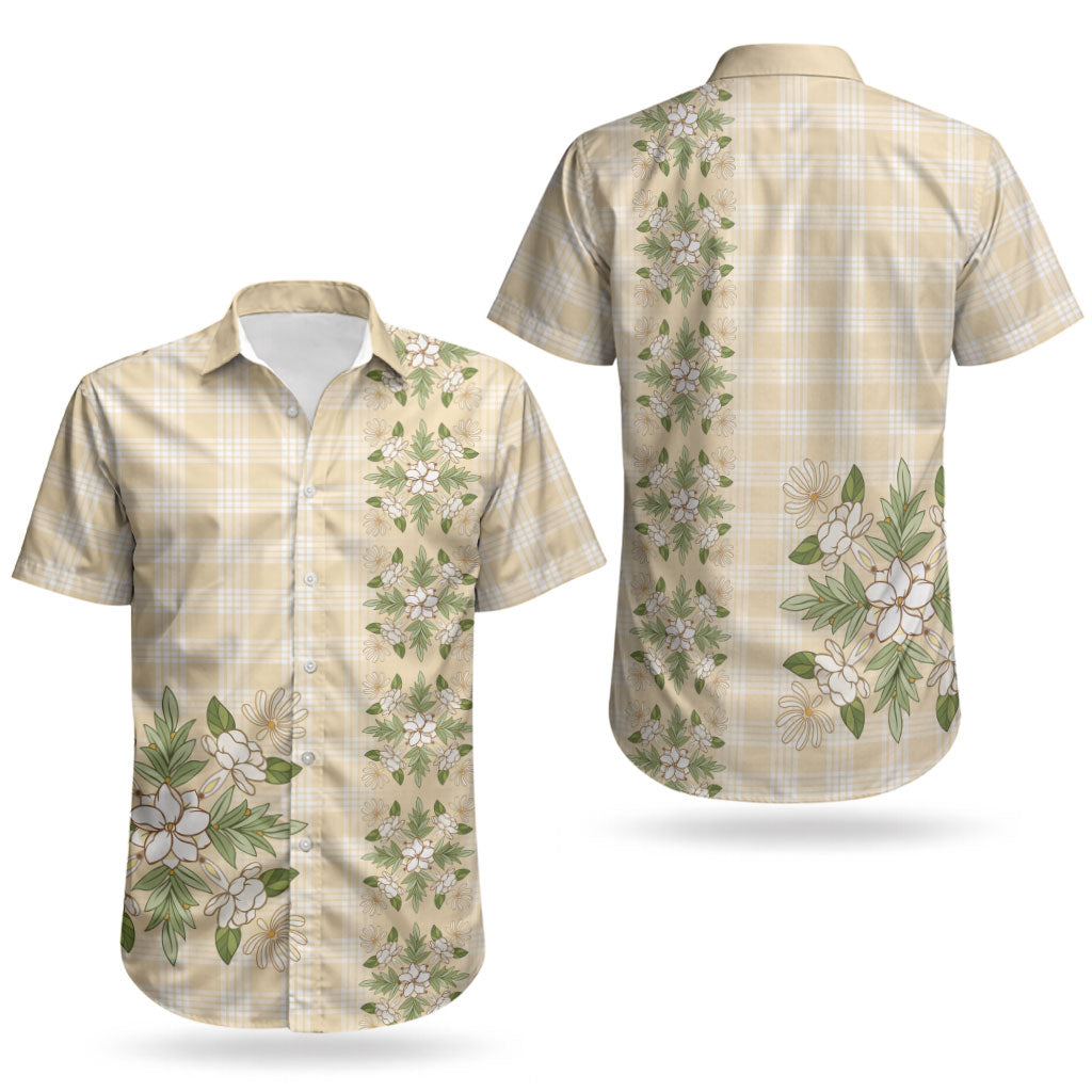Melemele Ahiahia Hawai'i Palaka Squares Maile Leaf Couples Matching Puletasi and Hawaiian Shirt Flowers Hawaiian Quilt Patterns