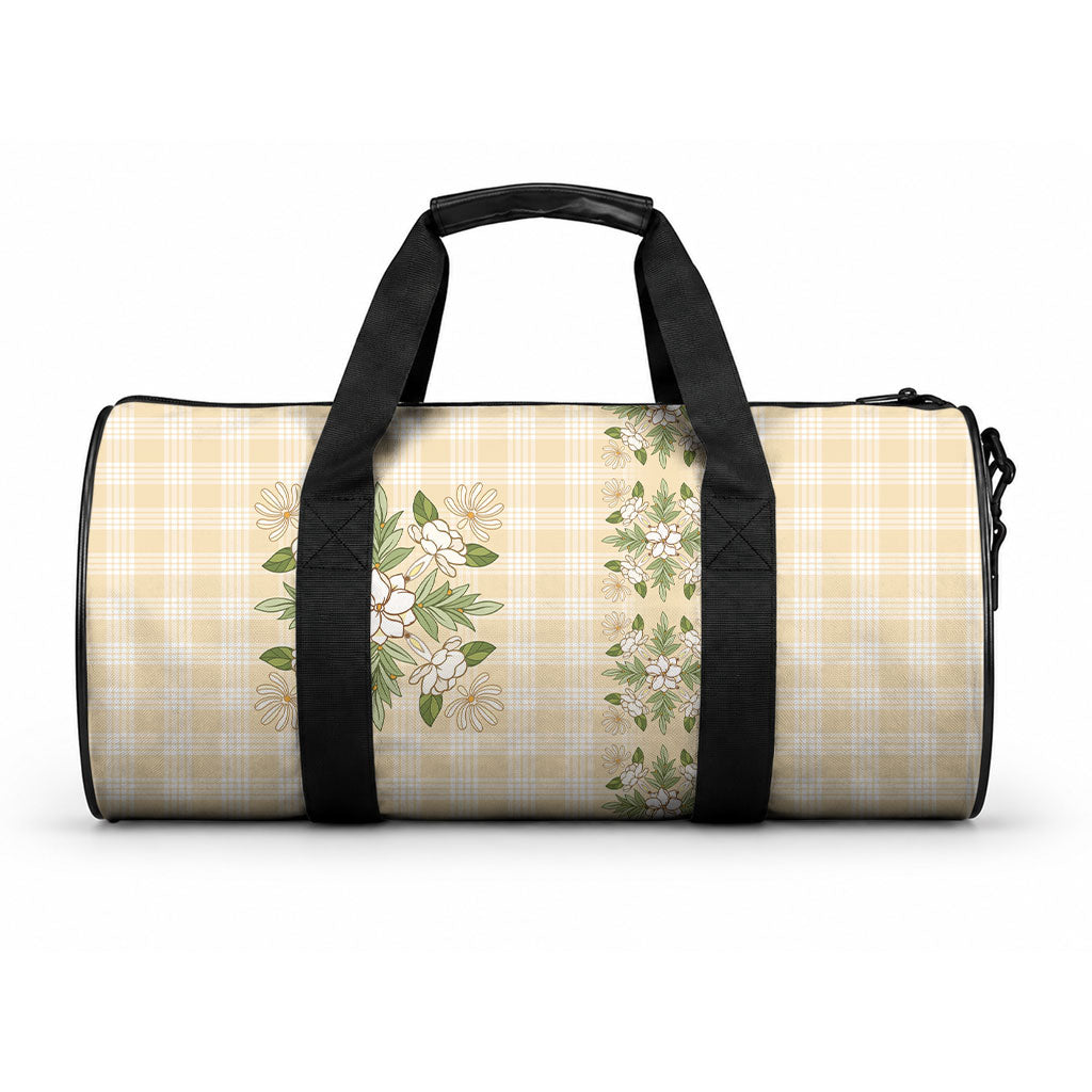 Melemele Ahiahia Hawai'i Palaka Squares Maile Leaf Duffle Bag Flowers Hawaiian Quilt Patterns LT9 One size Pastel Yellow - Polynesian Pride