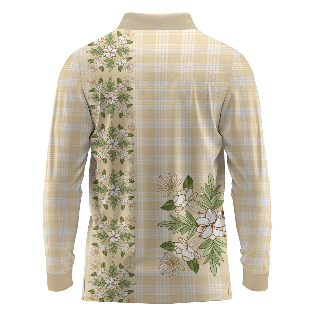 Melemele Ahiahia Hawai'i Palaka Squares Maile Leaf Long Sleeve Polo Shirt Flowers Hawaiian Quilt Patterns